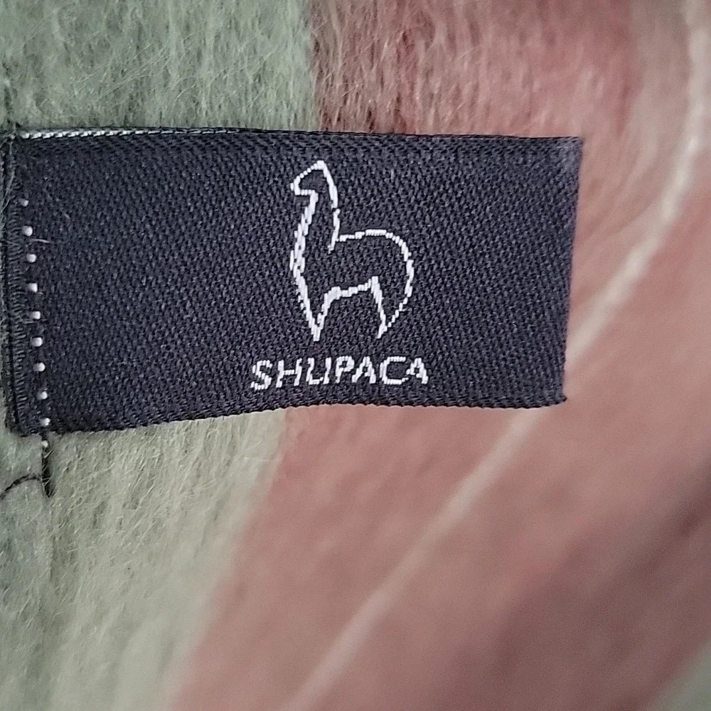 Shupaca Scarf Handmade In Ecuador Olive Green & Maroon 78 inches Long